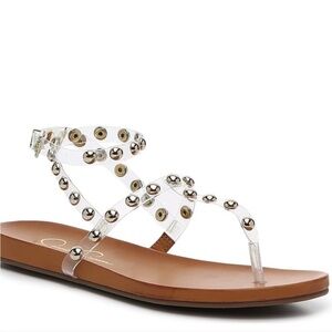 Jessica Simpson Clear and Silver Studded Sandals